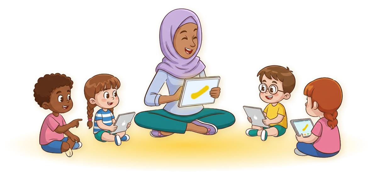 Teacher and kids learning